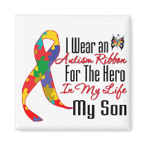 Autism Ribbon Hero in My Life My Son Refrigerator Magnet