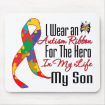 Autism Ribbon Hero in My Life My Son Mouse Mats