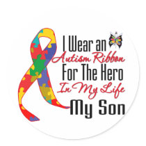 Autism Ribbon Hero in My Life My Son Round Sticker