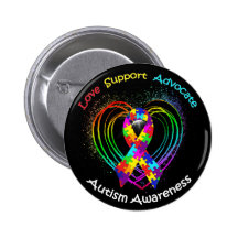 Autism Ribbon on Heart: Button