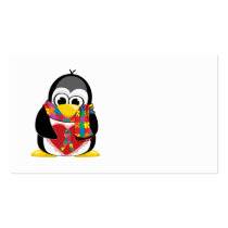 Autism Ribbon Penguin Scarf Business Card