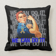 Autism Rosie WE CAN DO IT Throw Pillow