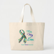 Autism Support For My Son Canvas Bags