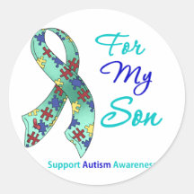 Autism Support For My Son Round Stickers