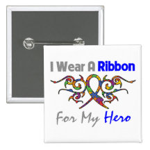 Autism Tribal Deco Ribbon Hero Pinback Buttons