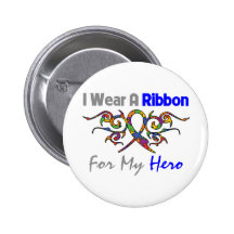 Autism Tribal Deco Ribbon Hero Pins