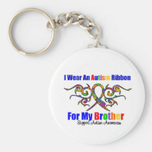 Autism Tribal Ribbon Brother Keychains