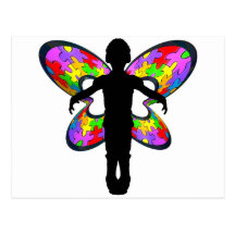 Autistic Butterfly Ribbon Postcard