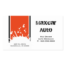 Auto Business Card Automotive Oil Splotch Orange