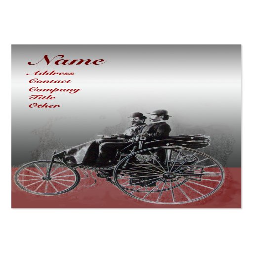 AUTO REPAIR- AUTOMOTIVE MONOGRAM ,CHROME METAL red Business Card
