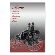 AUTO REPAIR- AUTOMOTIVE MONOGRAM ,CHROME METAL red Business Card