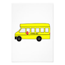 Autobus scolaire de bande dessinée invitation personnalisée