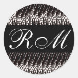 Autocollant blanc noir décoré d'un monogramme