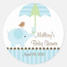 Autocollant bleu de baby shower de parapluie d'élé