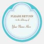 Autocollant bleu de bibliothèque - retournez svp