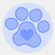Autocollant bleu de coeur de pattes de chiot