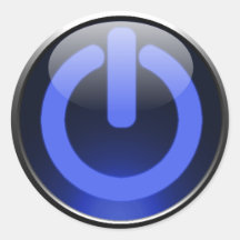 Autocollant bleu-foncé de bouton de puissance