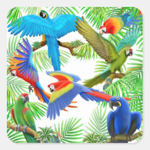 Autocollant coloré de jungle d'ara
