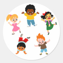Autocollant de bande dessinée de cinq enfants