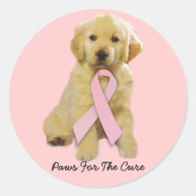Autocollant de cancer du sein de golden retriever