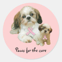 Autocollant de cancer du sein de Shih Tzu