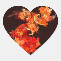 Autocollant de coeur d'art abstrait de Firebirds d