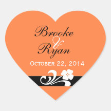 Autocollant de coeur de mariage de automne