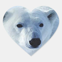 Autocollant de coeur d'ours blanc