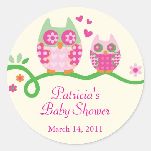 Autocollant de faveur de baby shower de hibou de m