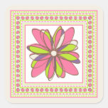 Autocollant de fleur et de carré