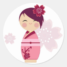Autocollant de Kokeshi Sakura