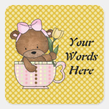 Autocollant de nounours de tasse de thé