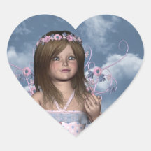 Autocollant féerique de coeur de Bruyère d'ange