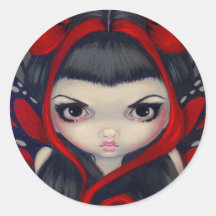 " Autocollant féerique rouge "grincheux