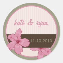 Autocollant floral de mariage de ketmie rose d'Ell