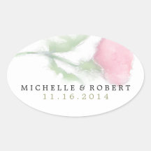 Autocollant - floral rose - ovale 2