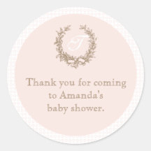 Autocollant français rose de faveur de baby shower