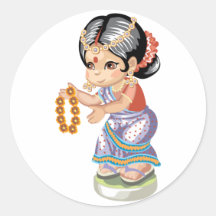 Autocollant indien de fille