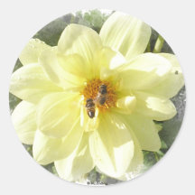 Autocollant jaune de fleur et d'abeille