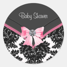 Autocollant noir rose de baby shower de noir de ro