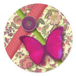 autocollant papillon liberty pois rose vert chic