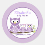 Autocollant pourpre jumel de faveur de baby shower