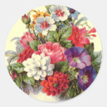 Autocollant rond d'art floral