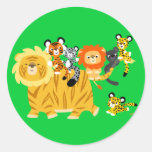 Autocollant rond de bande dessinée Liger et d'amis autocollants