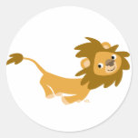 Autocollant rond de lion courant mignon autocollants