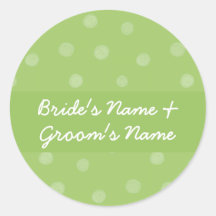 Autocollant rond peint de mariage vert de points