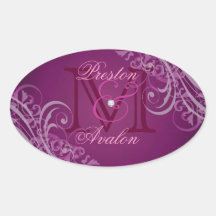 Autocollant rose exquis de rose de monogramme de r