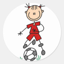 Autocollant rouge du football de filles