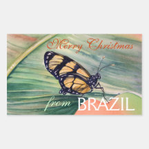 Autocollants brésiliens de Noël de papillon