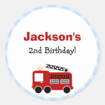 Autocollants d'anniversaire de camion de pompiers 